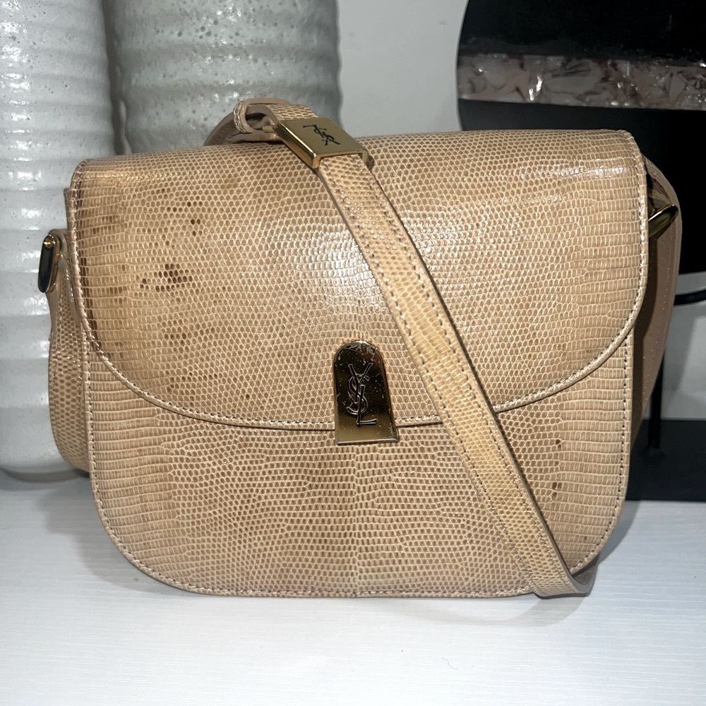 YSL Vintage Exotic Beige Crossbody Bag